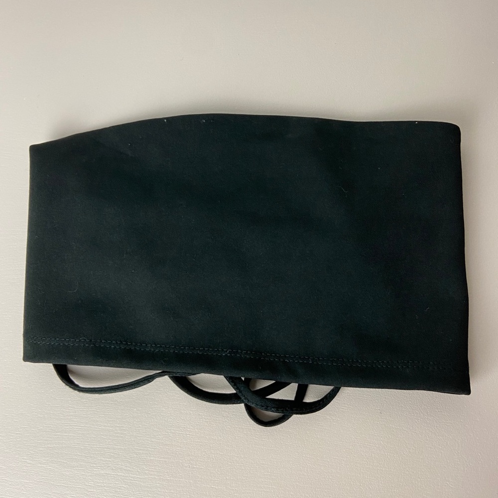 black bandeau tube top lace up